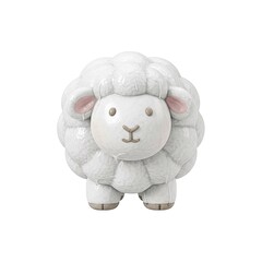 Playful 3D Rendered White Sheep Icon with Glossy Texture Childlike Animal Illustration Digital Graphic