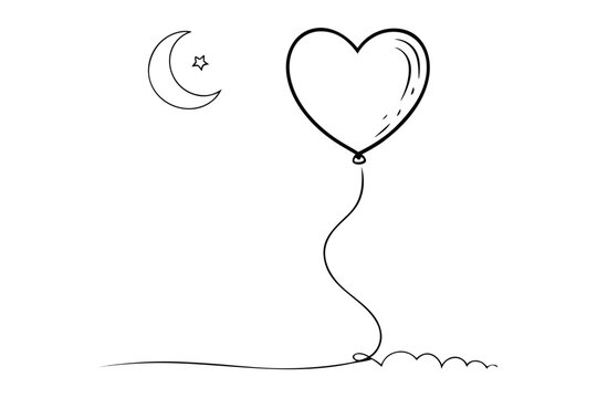 heart balloon over straight ripple line
