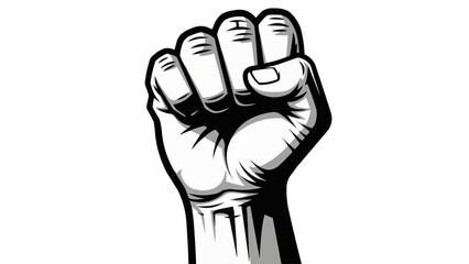Raised fist symbol of power and protest.