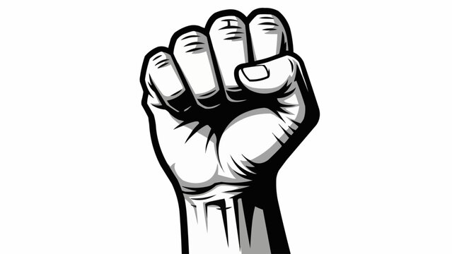 Raised fist symbol of power and protest.