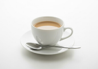 Fototapeta premium Delicious tea with milk on white background