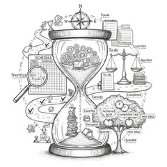 Strategic Planning Productivity Flowchart Time Management Success Business Goal Illustration