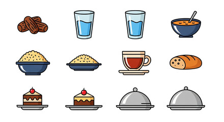 Food And Drink Icons Collection For Meals And Dining
