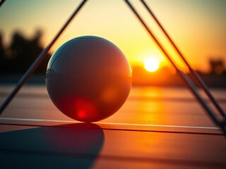 Geometric lines frame intense focus on ball's near-perfect placement,  low angle,  moment