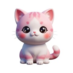 Adorable Pink Kawaii Kitten with Big Sparkly Eyes
