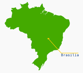 Green map of Brazil isolated on a white background. For your website design, map logo, app, UI, travel.