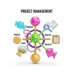 Creative Project Management Concepts with Candies and Icons