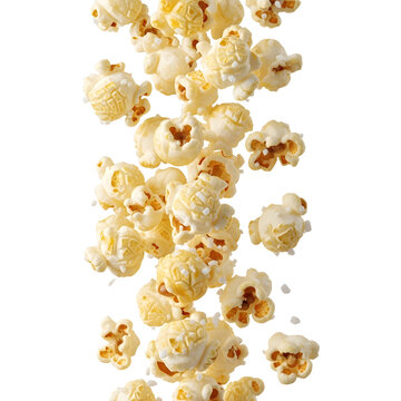 Floating popcorn kernels isolated on transparent background
