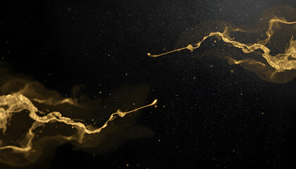 
This image is an abstract digital artwork featuring fluid, golden strokes set against a dark, textured background that resembles a starry night sky


