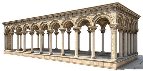 colonnade of the cathedral 3d rendering isolated on white background