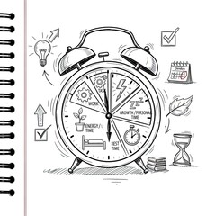 Alarm Clock Time Management Concept With Tasks And Goals