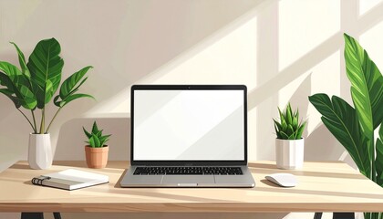 Fototapeta premium Minimalistischer Arbeitsplatz mit Pflanzen