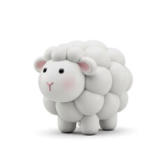 Cute 3D Cartoon Sheep Illustration with Fluffy Wool