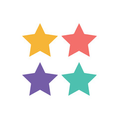 Obraz premium Four colorful stars in yellow red purple and teal illustration