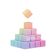 Gradient Cubes Pyramid with Single Floating Block
