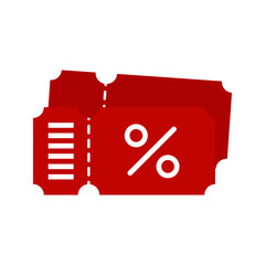 Discount voucher icon. A flat, simple illustration of a discount ticket. Perfect for promotional material, sales announcements, and special offers.