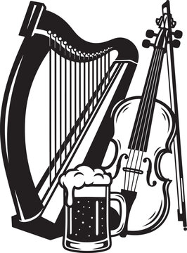 Irish folk music and beer celebration vector Vector
