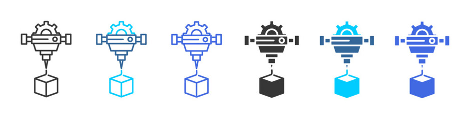 Naklejka premium Manufacturing process icon set multiple style collection 