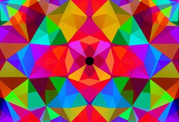 Intersecting multicolored polygons forming a vibrant, complex pattern,   dynamic,  fractal