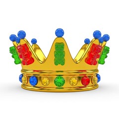 Golden Crown Adorned with Gummy Bears and Jewels