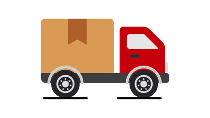 Delivery icon. Flat style illustration of a delivery truck with a large package, representing shipping and delivery services. Ideal for logistics, e-commerce, and transportation themes.