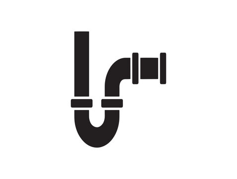 Simple black and white illustration of a plumbing trap used for drain pipes and wastewater removal