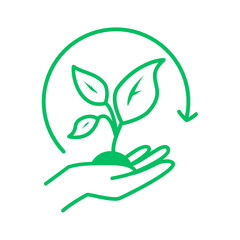 Hand holding growing plant
