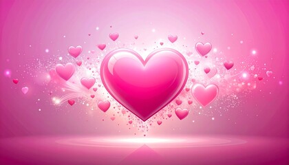 Heart is surrounded by other hearts, all of which are pink. The heart is the main focus of the image, and the other hearts are floating around it, creating a sense of movement and playfulness symbol