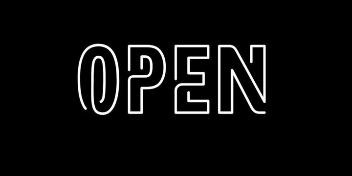 pink open sign neon led lamp looping video, pink open sign neon led lamp on off video