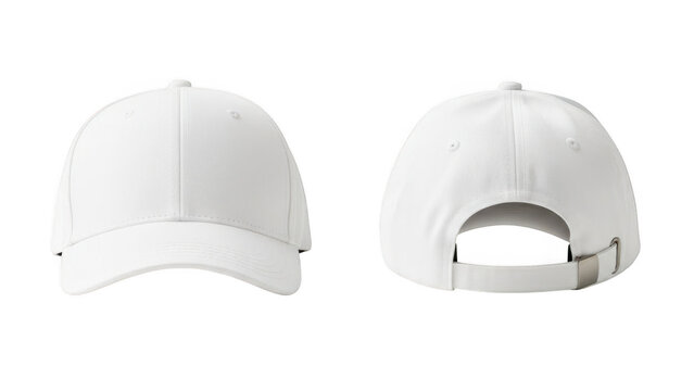 Minimalist white baseball cap with adjustable strap isolated on transparent background