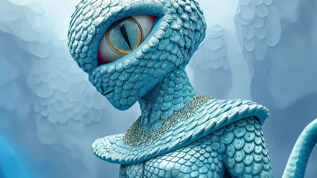 Alien Character Fantasy Art: One-Eyed Monster and Vibrant Colors in Surreal Digital Design