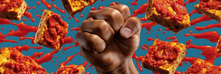 Delicious Pepperoni Pizza Snacks and Party Food Platter Background