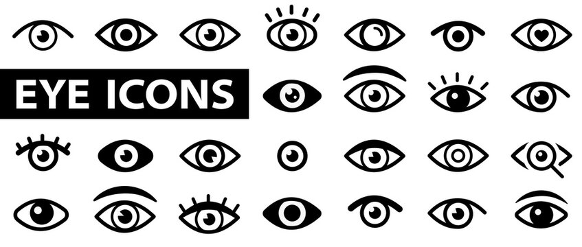 Eye Big icon set. Simple eye collection. Eyesight symbol. Eyesight pictogram in flat style. Vector illustration