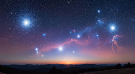 Fototapeta premium Majestic Milky Way Galaxy Panorama Over Serene Night Landscape