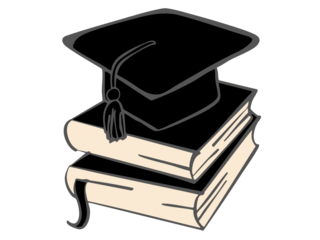 Graduation cap on top of books