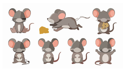 Cute cartoon mouse collection vector illustration isolated on white background © MdMahfizur
