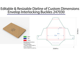 Envelope Dieline with Interlocking Buckles Dimensions Diagram