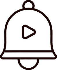  you-tube subscribe bell icon outline  vector  on white background 