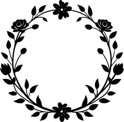 romantic flower wreath frame set silhouette   vector  on white background 