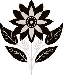 Neutral boho floral poster set silhouette vector  on white background 