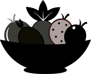 mixed fruit bowel silhouette  vector on white background