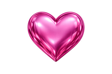 Pink metallic heart, 3d rendering symbol of love, romance, passion, and valentine's day, transparent background