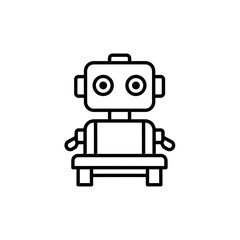 Obraz premium Cute Robot Line Icon – Friendly Robotics Character Symbol for Technology, AI & Kids Design