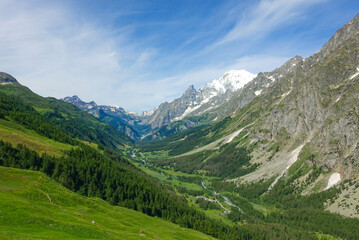 Obraz premium Val ferret mountain landscape in summer from the tour du Mont Blanc 