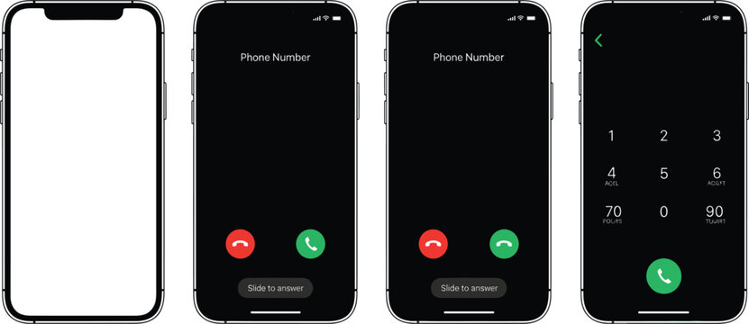 Modern Smartphone Call Screen UI Mockup Set with Incoming Call, Outgoing Call, Dial Pad, and Mobile App Interface Design