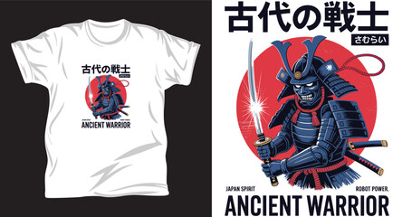 Samurai graphic vector t shirt design print.