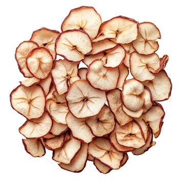 Dried apple slices piled in a circular stack