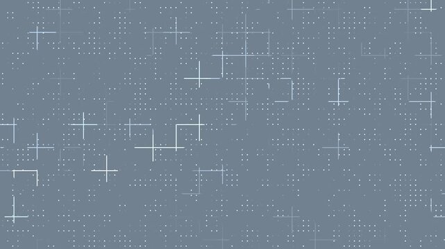 Abstract slate gray background animation featuring moving dot patterns and traveling light lines. The combination of drifting points and glowing linear elements creates a modern digital interface look