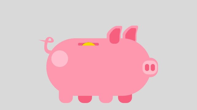Cute piggy bank animation with a background that can be changed using chroma key