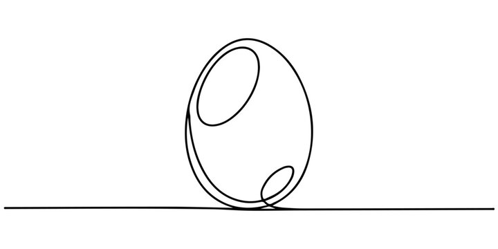 Egg line art. Continuous one line drawing of whole egg. Vector illustration. Editable line, Egg line art. Continuous one line drawing of a single egg shape. Minimal black and white graphic. Simple